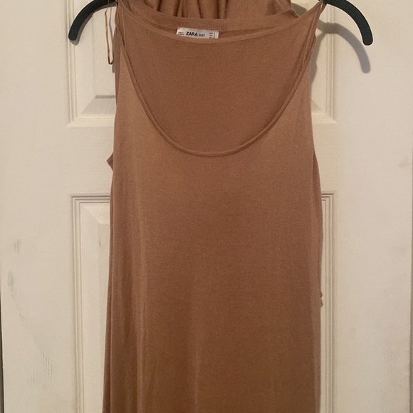 Zara Woman Tan midi three quarter sleeve knit dress size M - Picture 10 of 13
